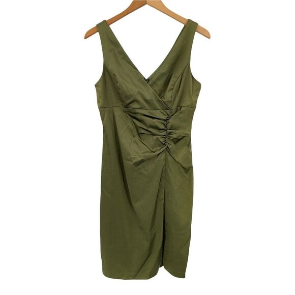 Vintage Y2K Betsy & Adam by Linda Bernell Green Satin Sheath Dress Size 12 - Picture 2 of 5